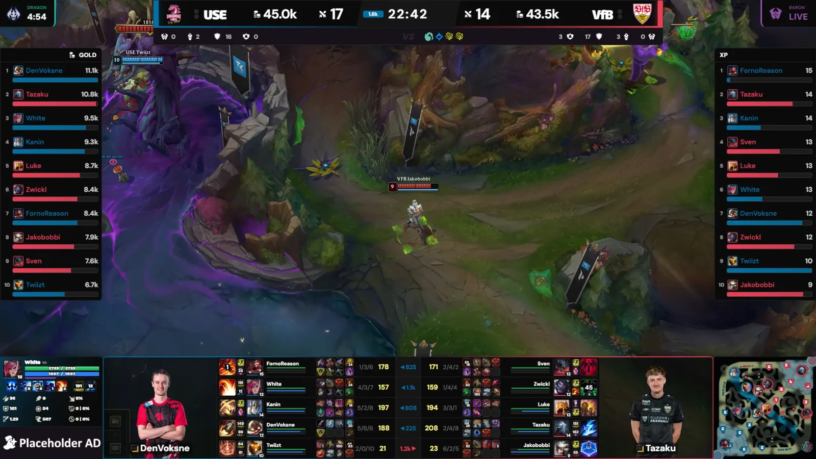 RiftBroadcast Gamesense overlays running over live League of Legends footage